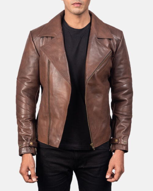 Boltin Brown Leather Biker Jacket